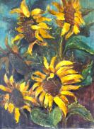 Sonnenblumen in Öl auf Leinwand von Richard K.P. Klein